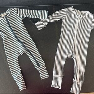Charming Striped Kids Footies - Navy and White